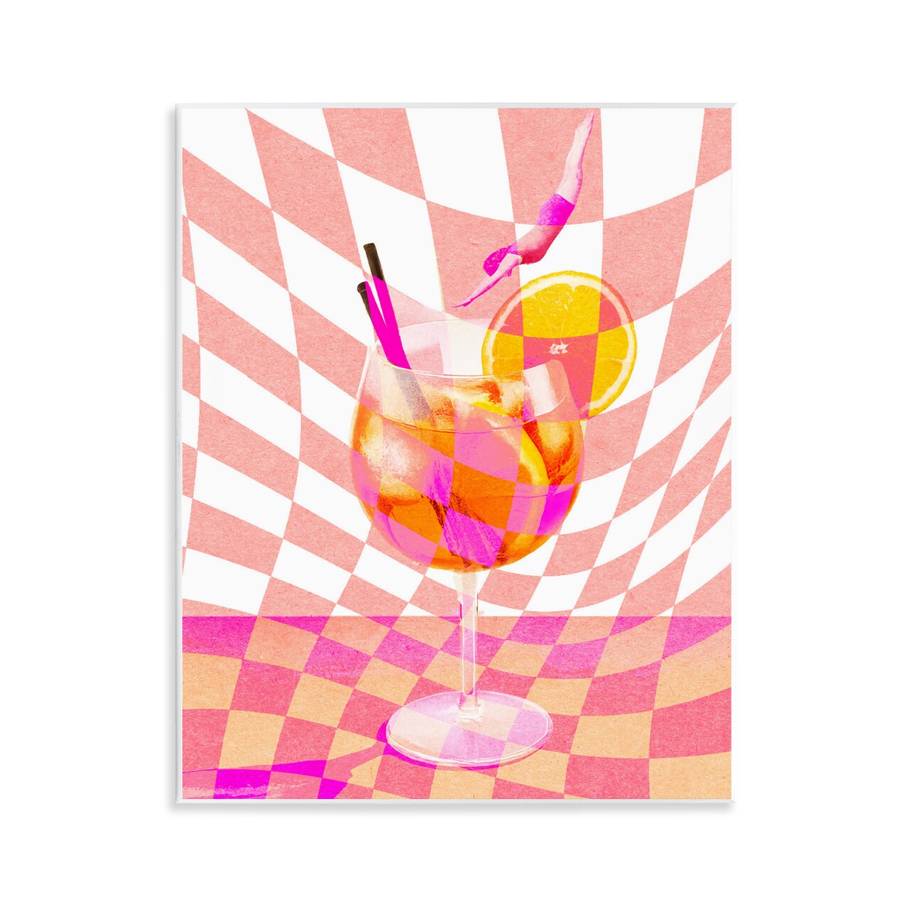 Stupell Industries Retro Checkered Summer Cocktail Wall Plaque, design by Lil' Rue